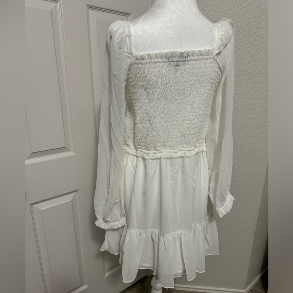 1.State Irory Smock Bodice Ruffle Hem Long Sleeve Mini Dress - Picture 4 of 10